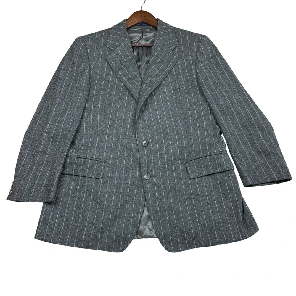 Polo Ralph Lauren Pinstripe 3 Piece Suit Wool Cashmere Made in Italy 42S 36x29